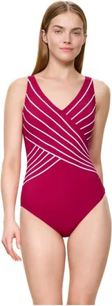 Gottex Embrace V-Neck Surplice One Piece in Cherry at Nordstrom, Size 18