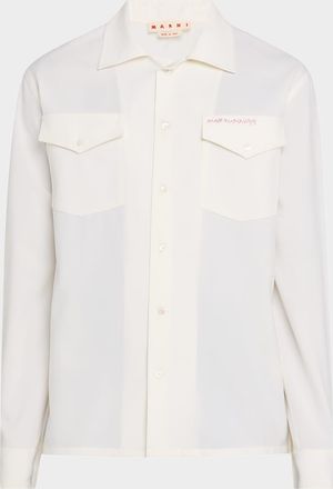 Marni Mens Embroidered Logo Sport Shirt