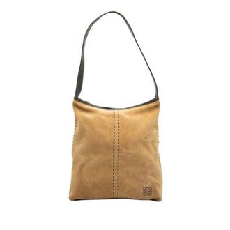 Loewe Pre-owned Suede Schoudertas - Dames - Vintage Handtas - Bruin - ONE Size - Leer - Vintage