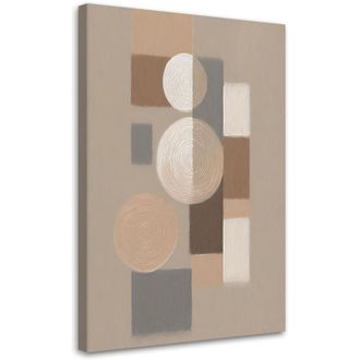 Artgeist Artgeist - Quadro su tela, Cerchi Rettangoli Astrazione Beige Minimalismo - 70x100