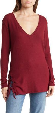 Go Couture V-Neck Dolman Sleeve Double Lace-Up T-Shirt in Rhodonite at Nordstrom Rack, Size X-Large