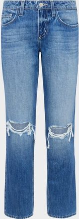 L'agence Nevia Low-Rise Distressed Straight Jeans