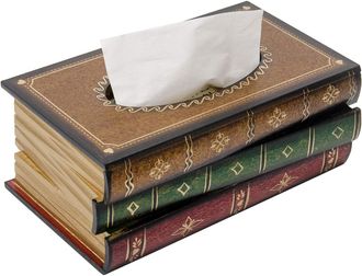 OEM Caja De Pa&ntilde;uelos De Madera De Estilo Antiguo Vintage, Hecha A Mano, Con Forma De Libro, Rectangular, Con Tapa, Para Toallas, Decoraci&oacute;n Del Hogar, Ade
