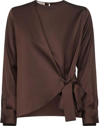 Blanca Vita Top asimmetrico a portafoglio - Marrone