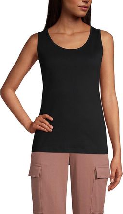 Lands End Cotton Tank Top in Black at Nordstrom, Size X-Large