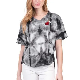 G-III 4Her by Carl Banks Womens G-III 4Her by Carl Banks Black Miami Heat Tournament Raglan Oversized Tie-Dye V-Neck T-Shirt at Nordstrom, Size X-Large