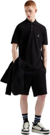 A|X Armani Exchange Mens Icon Project, Embroidered Logo, Polo Shirt, Black, XXL