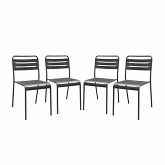 Sweeek Silla de jard&iacute;n de acero, juego de 4