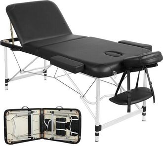 Yaheetech Yaheetech 3 Secciones Cama De Masaje Camilla Plegable Cama Port&aacute;til Altura Ajustale Aluminio Ancho 70 Cm Negro