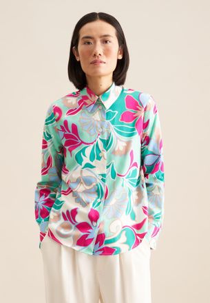 Seidensticker Hemdbluse SEIDENSTICKER Schwarze Rose, Damen, Gr. S(36), blau (t&uuml;rkis), 100% Baumwolle, gebl&uuml;mt, regular fit, ohne Ausschnitt, Blusen Hemdbluse, 1/1 K