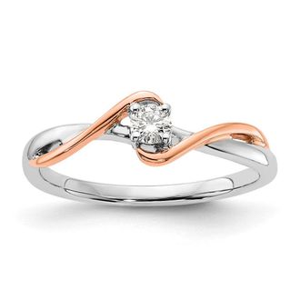 Diamond2Deal 14k Two-tone Lab Grown Diamond Wedding Band Ring 0.12Ct Clarity- VS Color- G-H