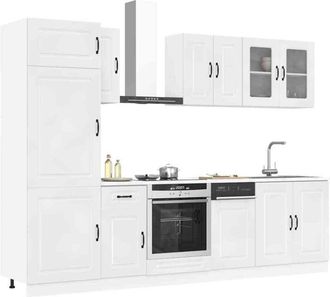 vidaXL Vidaxl - Conjunto De Armarios De Cocina De 8 Piezas kalmar De, Madera De Ingenier&iacute;a Blanca Brillante
