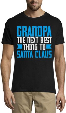 Generic Grandpa The Next Best Thing to Santa Claus Funny Slogan Crew Neck Cotton Mens T-Shirt Black XX-Large