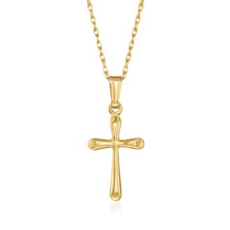 Ross-Simons Childs 14kt Yellow Gold Cross Necklace
