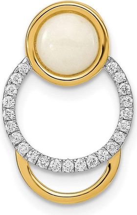 Diamond2Deal 14k Yellow Gold Diamond and Opal Circle Chain Slide