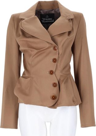 Vivienne Westwood Beige Asymmetrical Button Tailored Jacket