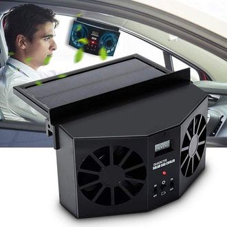 OEM Doppio Ventilatore A Energia Solare - Energia Solare - Solare - Ventilatore Di Scarico Automatico - Raffreddamento - Portatile - Auto - Nero
