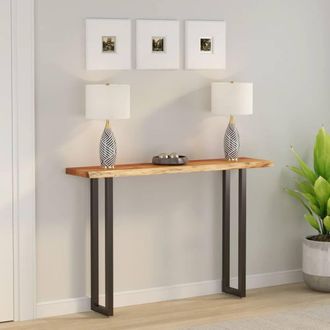 Berkfield Home Table Top 140x30x2.5 cm Rectangular Solid Wood Acacia Live Edge in Brown