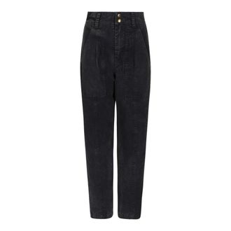 Isabel Marant Jeans met Plooien - Dames - Jeans - Zwart - Maat: XS Katoen