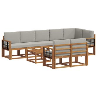 vidaXL Conjunto De Sof&aacute;s De Exterior 9 Pcs Gris Natural Y Claro Vidaxl
