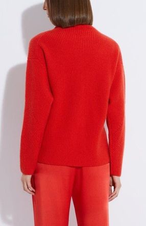 Sally Lapointe Airy Cashmere Silk Ribbed Turtleneck in Poppy at Nordstrom, Size Medium