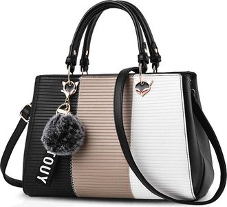 Nicole & Doris Fashion Women Handbags Elegant Shoulder Bag Medium Size Tote Bag Crossbody Messenger Bag PU Leather Satchel Handbag for Lady Khaki