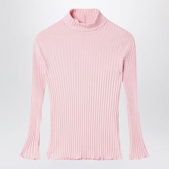 Il Gufo T-shirt a collo alto rosa in cotone stretch