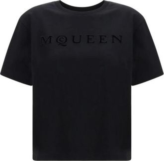 Alexander McQueen Alexander McQueen, T-Shirts, female, Black, Size: XS Cotton Crew Neck T-Shirt