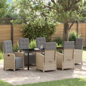vidaXL Conjunto De Comedor De Jard&iacute;n 7 Pcs Beige Rat&aacute;n Sint&eacute;tico Vidaxl