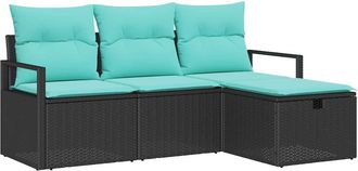 vidaXL Juego De Sof&aacute; 4 Uds. 4-n&uacute;mero De Plazas Negro Y Turquesa Vidaxl