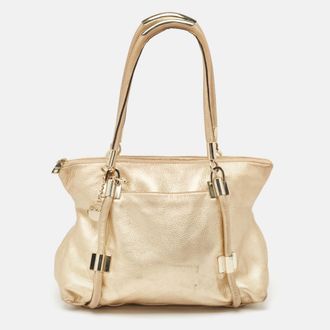 DKNY Dkny Gold Leather Metal Detail Tote