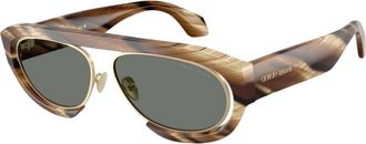 Giorgio Armani Ovale Zonnebril - Heren - Zonnebrillen - Bruin - 57 MM - Accessoires