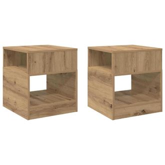 vidaXL Mesa Auxiliar 2 Pcs Roble Artesanal 40,5 X 40 X 45 Cm Vidaxl