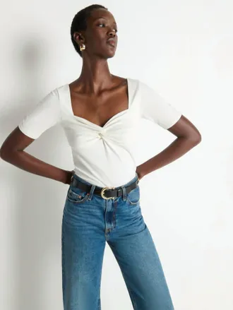 Nation Ltd Lana Twisted Top In Porcelain