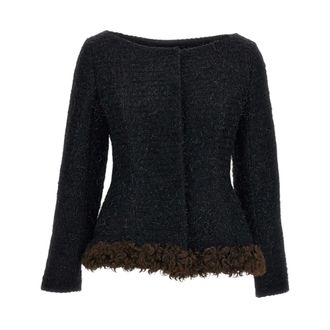 Simone Rocha Dames, Jassen, Zwart, Maat: XS Tweed