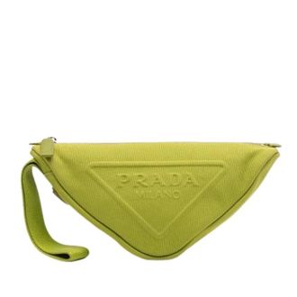 Prada Pre-owned Vintage Canvas Clutch - Dames - Pre-owned - Groen - Maat: ONE Size