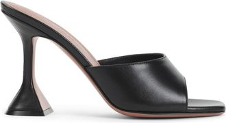 Amina Muaddi Black Leather Heels