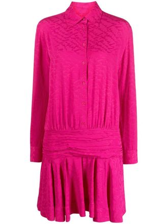 Pinko logo-jacquard pleated shirtdress
