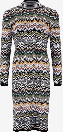 Missoni Strick-Midikleid mit Stehkragen und Fischgr&auml;tmuster