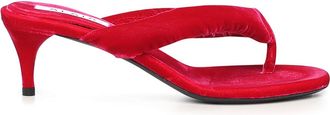 Alaia Velvet Heeled Flip-Flop Mule