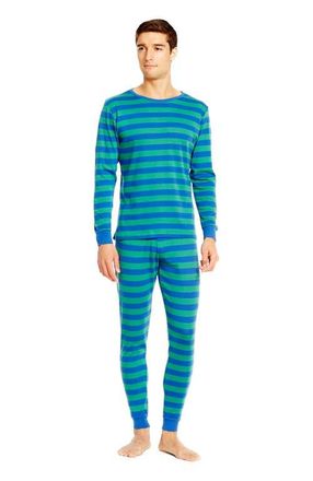 Leveret Mens Cotton Printed Pajama Set in Striped Blue & Green at Nordstrom, Size Xx-Large