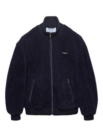 Prada ribbed logo-detail jacket - Blauw