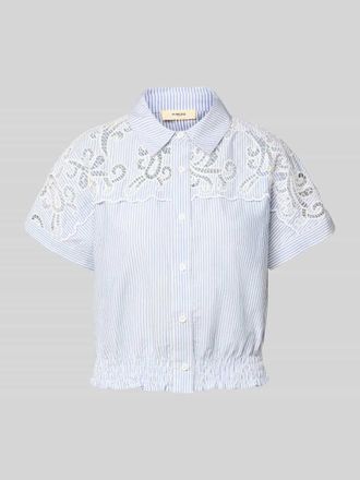 Suncoo Regular Fit Hemdbluse mit H&auml;kelspitze Modell LOlITA in Blau, Gr&ouml;&szlig;e XL