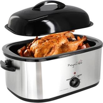 MegaChef 22 Quart Electric Roaster Oven with High Dome Self-Basting Lid in Black at Nordstrom