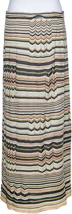 M Missoni Multicolored Stripe Perforated Knit Skirt