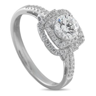 Luxury Bazaar 18K White Gold 1.0ct Diamond Double Halo Engagement Ring MF11-070826