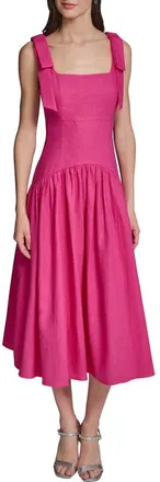 Karl Lagerfeld Sleeveless Linen Blend Midi Dress in Fuchsia at Nordstrom, Size 10