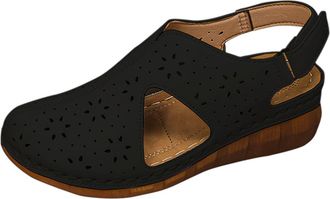 Generic RLEHJN Orthopedic Sandals Women Soft Sole Closed Toe Walking Sandals Breathable Easy Fasten Sports Wedge Sandal Hollow Out Summer Outdoor Beach Wedges