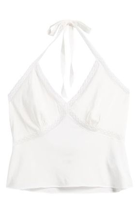 Reformation Monica Lace Trim Halter Top in White at Nordstrom, Size X-Small