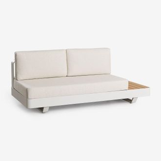 Sklum Sof&aacute; Modular De Jard&iacute;n De 2 Plazas En Aluminio Con Mesa Auxiliar Derecha En Madera De Teca Yarilo Sklum